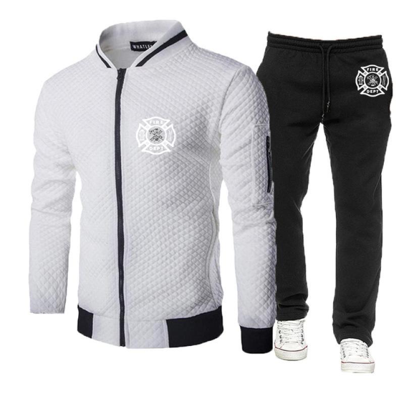 Мода 2023 года, новинка 2023 года, мужской хлопковый однотонный спортивный костюм пожарно-спасательной команды с принтом, спортивные штаны, комплект из 2 предметов