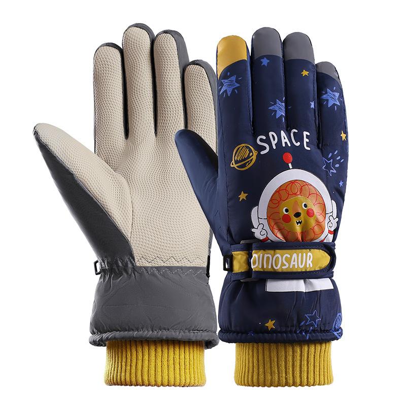 Новые детские лыжные перчатки Милые мультяшные зимние перчатки для мальчиков и девочек Астронавт Велосипедные Ветрозащитные Морозостойкие и Теплые перчатки