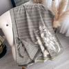 Imitation Cashmere Camellia Thousand Bird Grid Double-Sided Thermal Air Conditioner Shawl Winter Versatile Decorative Scarf