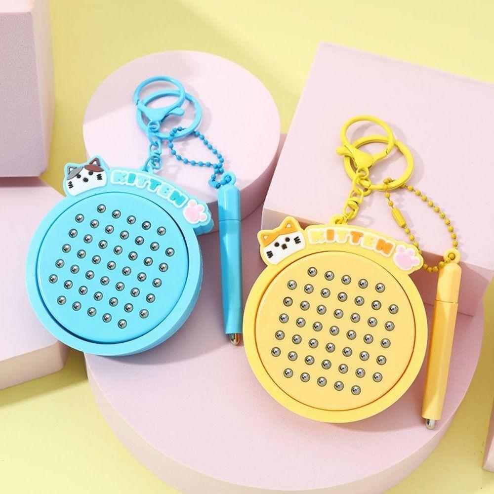 DIY Magnetic Drawing Board Keyring Kitten Cartoon Cat Pendant Mini Funny Keychain  Party Toy