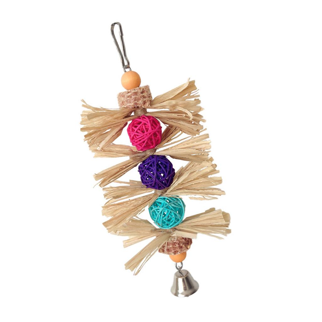 Игрушка-жевалка для домашних птиц Натуральные разноцветные ротанговые шарики для корелл, конюров, какаду, игрушка для стачивания зубов для клетки