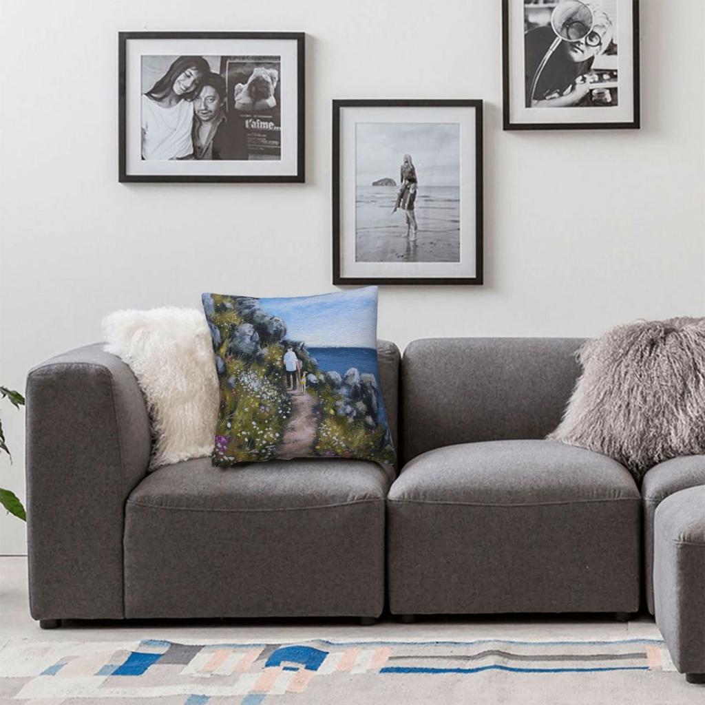 High On The Coastal Path Greyhound Pillowcase Polyester Linen Velvet Creative Zip Decor Sofa Seater Cushion Case