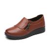 Fashion Soft Leather Round Head Women Casual Flats Ladies Side Zipper Flat Shoes Mother Single Shoe