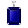 Lab Created 159 Ct CERTIFIED Emerald 925 Sterling Silver Blue Sapphire Pendant AI-96-NS