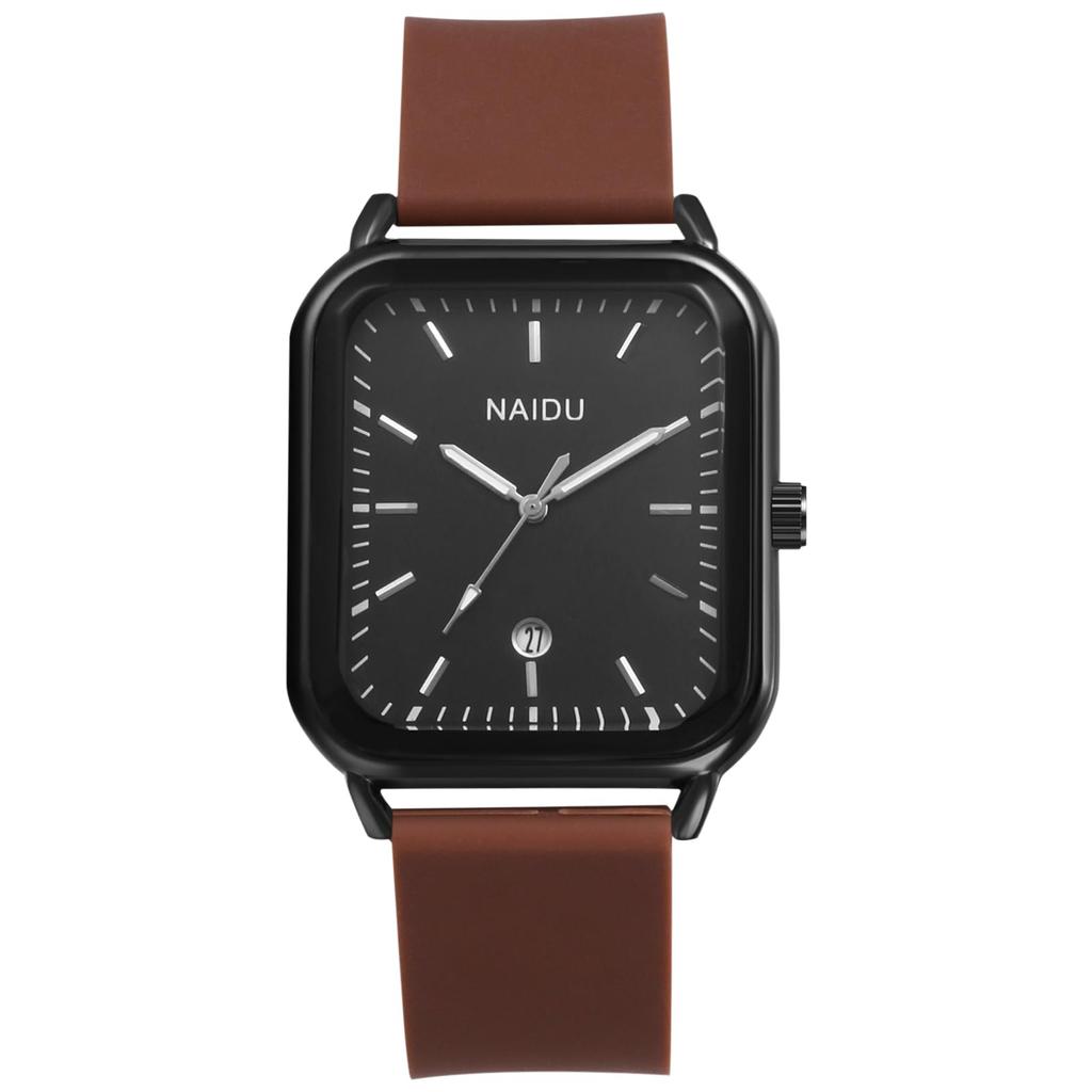 Квадратные силиконовые часы с аналоговым кварцевым механизмом, с резиновым ремешком, повседневные, стильные и модные аксессуары, идеально подходящие для или в качестве подарка парню, календарь,