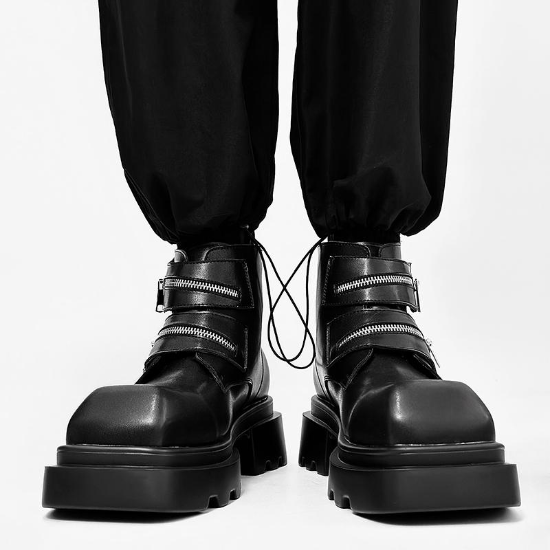 Модные ботинки Дерби черного цвета для мужчин Модные ботинки на толстой подошве с увеличением роста Стиль для активного отдыха, вечеринок, на каждый день, трендовая молодежная кожаная обувь, горячая