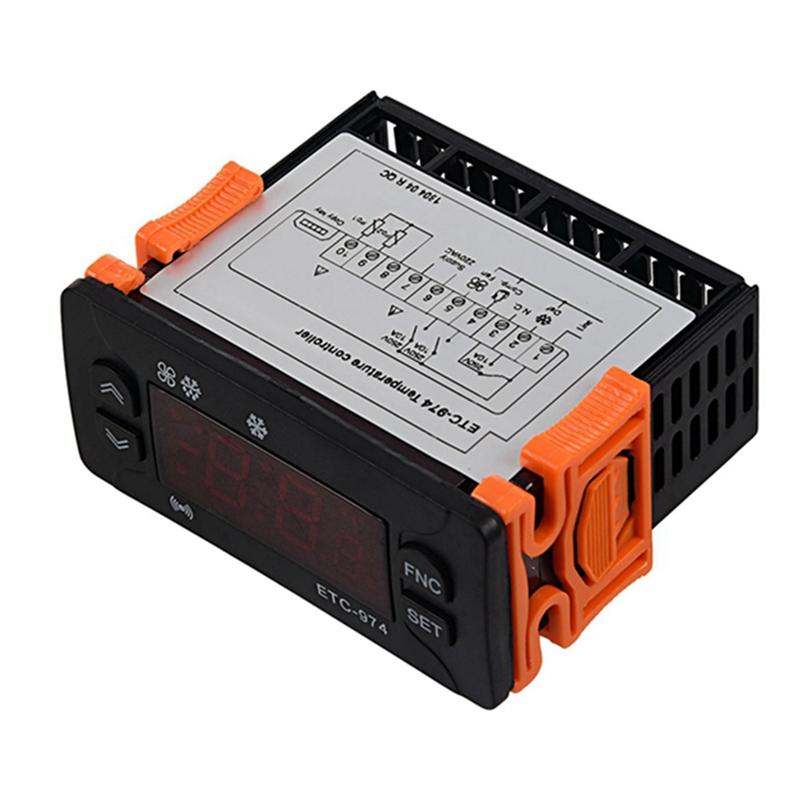 6X Мини-контроллер температуры ETC-974 Регулятор термостата холодильника Терморегулятор Термопара NTC Двойной датчик