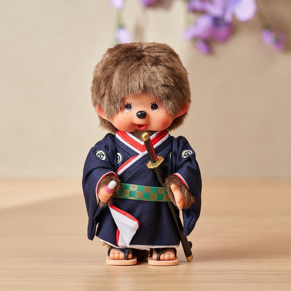 Kyugetsu Official Original Monchhichi In Kimono Boy Swordsman IPM-15-Z