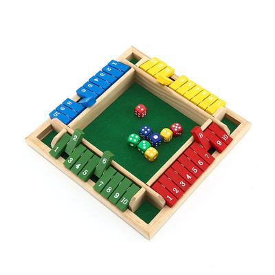 Деревянная игра в кости Shut The Box для 4 игроков - Семейная пабная математическая стратегическая игра с 8 костями