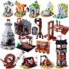 MOC Кубики Игрушки Оружие Средневековый Город Строительные Блоки Фигурки Солдат Сторожевая Башня Дозорная Башня Подвесная Клетка Щит Аксессуар Дети