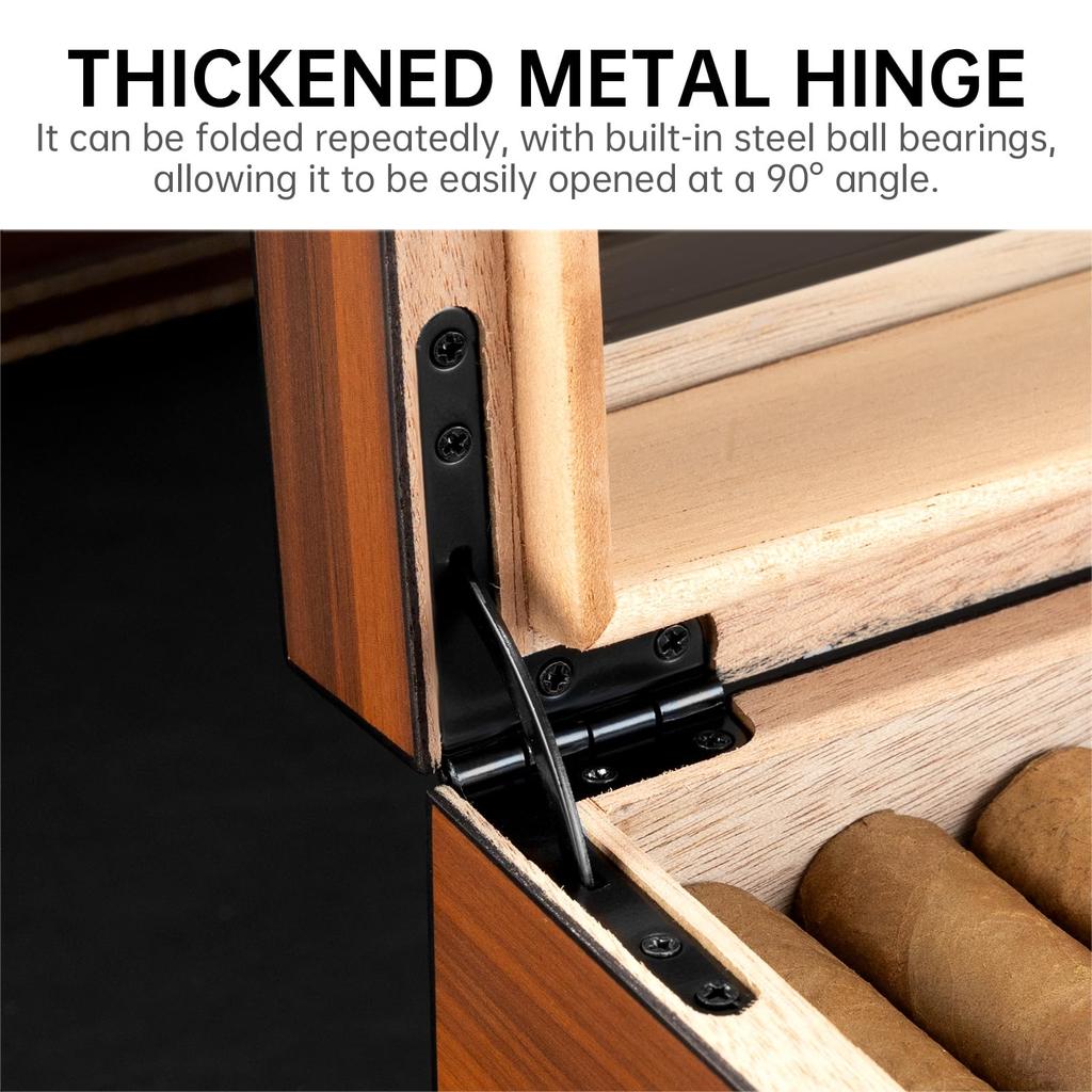 Сигарный хьюмидор из кедра с цифровым гигрометром и увлажнителем, предохранительным замком, ящиком для хранения сигарных аксессуаров и герметичным шкафом-хьюмидором