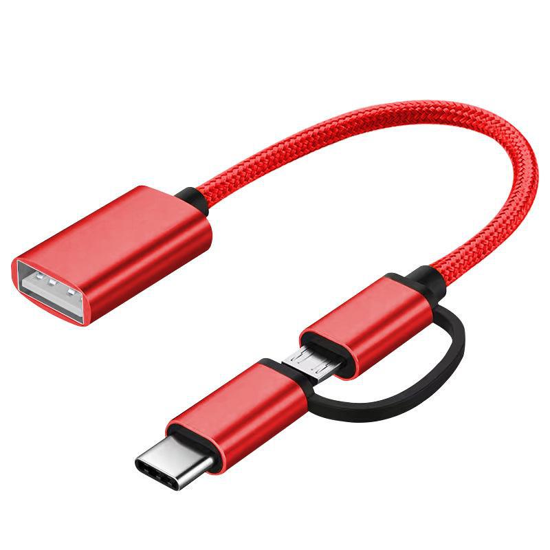 Компактный адаптер Type-C на USB-A OTG с плетеным металлическим корпусом для высокоскоростной передачи данных