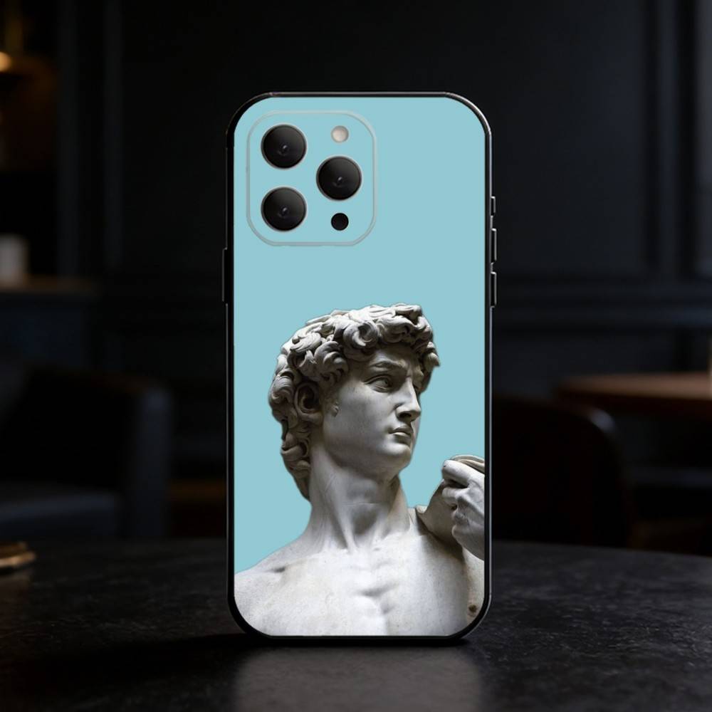 Art Aesthetic David Eyes Phone Case For iPhone 17,16,15,14,13,12,11 Plus,Pro,Max,Mini Silicone black Soft Cover