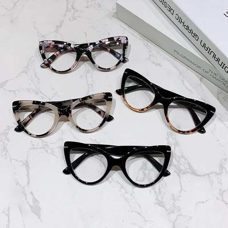 Новые Модные Женские Очки для Чтения Cat Eye с Большой Оправой HD, Сверхлегкие Нейтральные Высококачественные Очки с Защитой от Синего Света