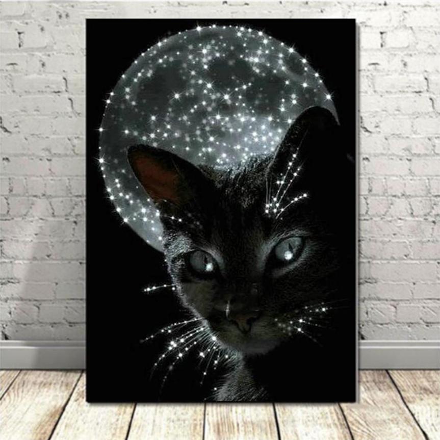 Полный 5D Diy Алмазная картина Черный кот Алмазная вышивка Наборы для вышивки крестом Домашний декор Подарки ручной работы