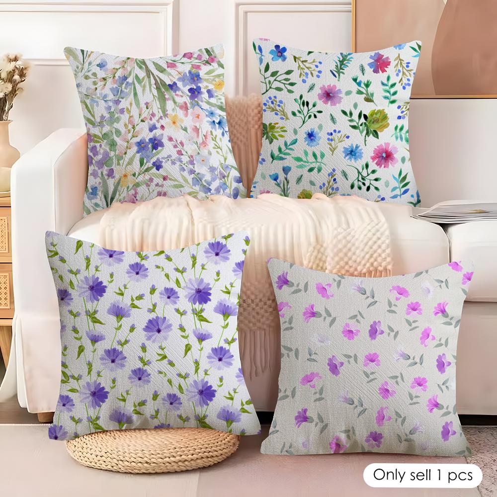 Modern minimalist floral Art Cushion Cover Natural Linen Organic Fabric DoubleSided Printing Sofa Home Decor Gift Pillow Cover