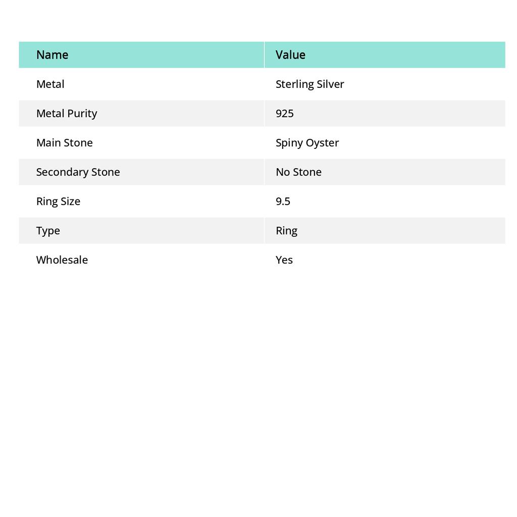 Кольцо из стерлингового серебра 925 пробы с натуральным драгоценным камнем колючей устрицы, размер 9,5 w5r65 ручной работы