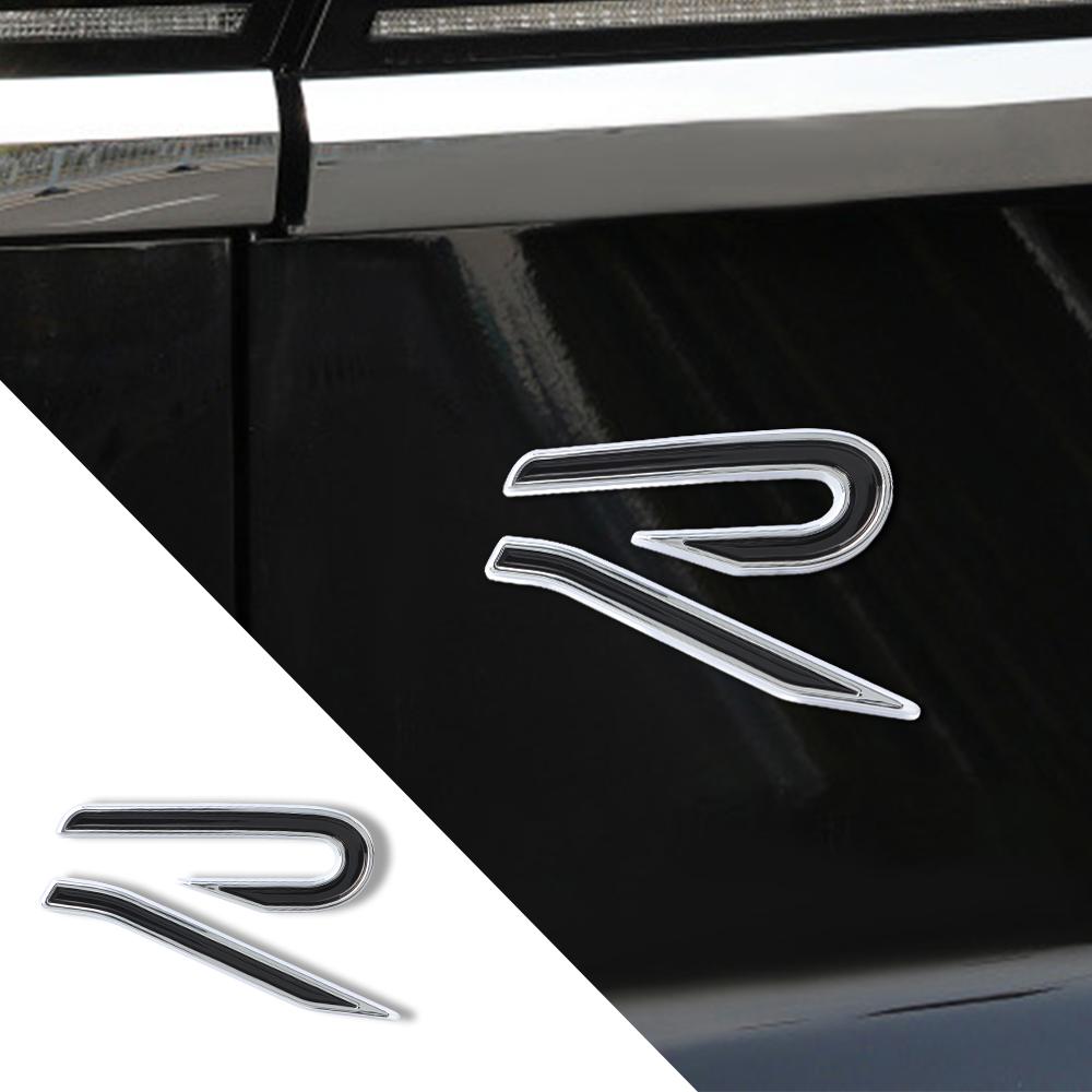 RUN1 1Pc Red/Black ABS Plastic Car Rear Door Luggage New R Logo Badge Emblem Sticker For VW Golf 8 Jetta Golf Beetle GTI R32 Styling