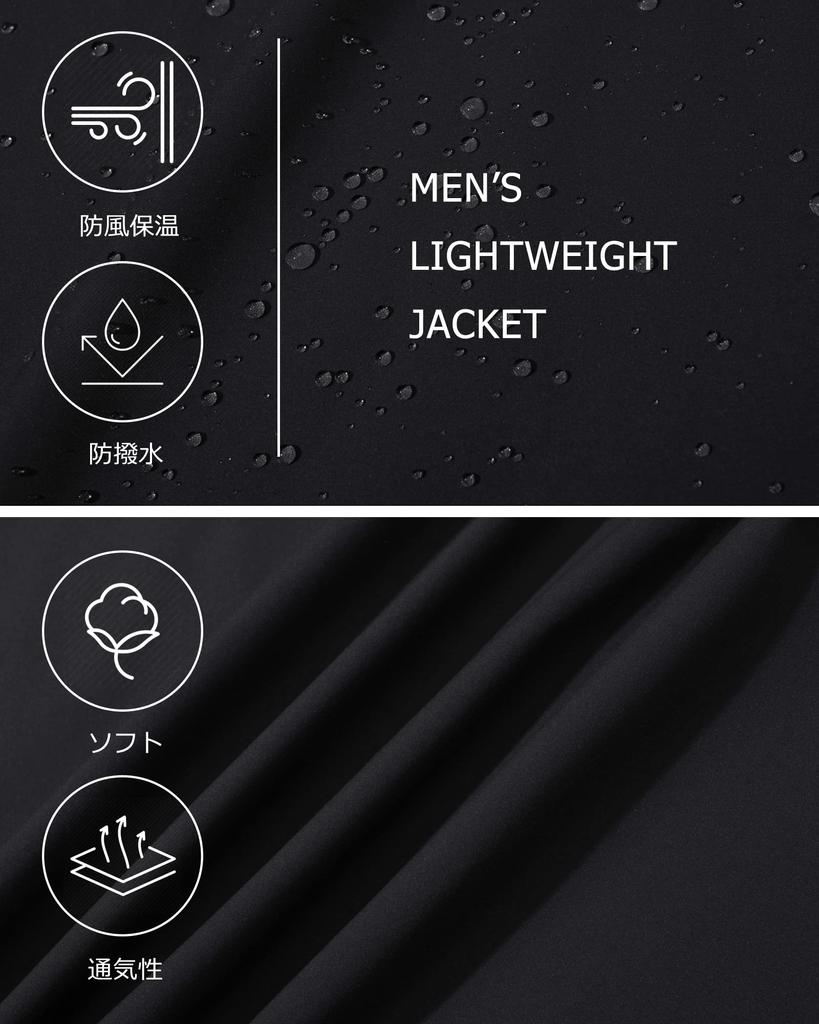 Autumn Blouson Thin Work Jacket Workwear Water Repellent Outerwear Stylish Casual Jumper Large Size Truck Jacket Black XL [KEFITEVD] Men's