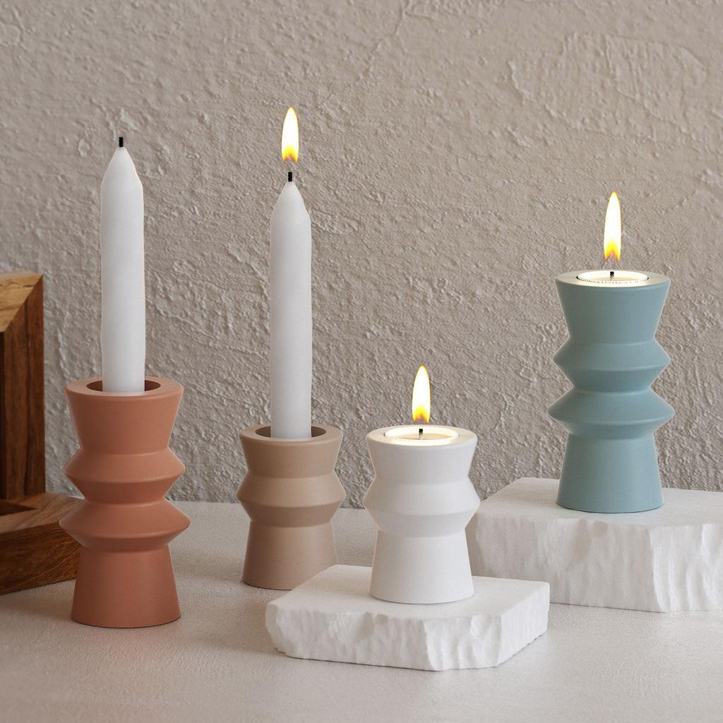 Unique Candle Holder Molds Crafting Molds Round Shape Candle Base Moulds Silicone Texture for Crafting Candlesticks