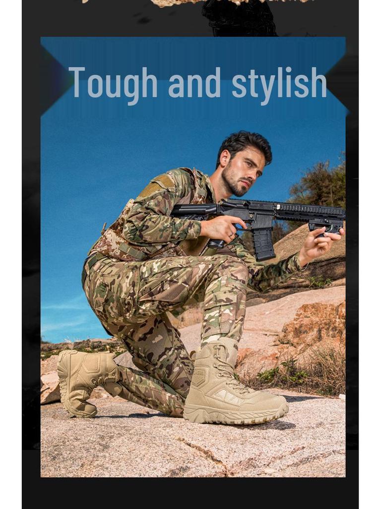Мужские высокие тактические ботинки для улицы - Прочные, грязеотталкивающие, идеально подходят для пешего туризма и альпинизма