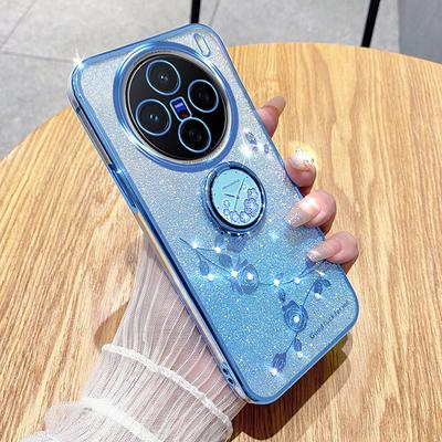 KADEM Чехол для vivo X200 5G с кольцом-подставкой, ТПУ, с цветами, чехол для телефона с градиентным блеском