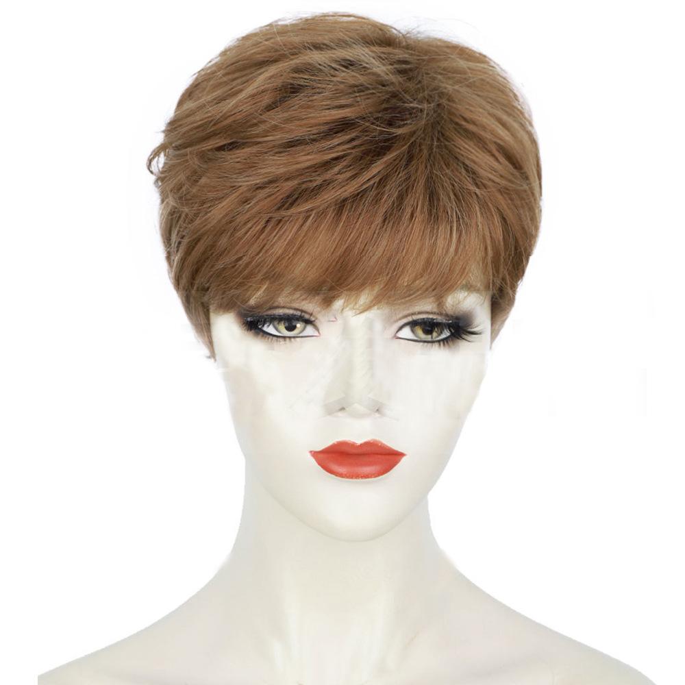 Women's Fluffy Light Brown Bangs with Short Hair