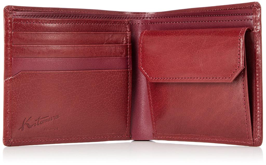Кошелек бифолд из кожи буйвола NH0818 Бордовый 71711 [Kitamura] Мужской [Красный]