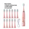 Children's Electric Toothbrush Cartoon With 12Pcs Replacement Heads Ultrasonic Rechargeable Soft Hair Clean Brush for Kids