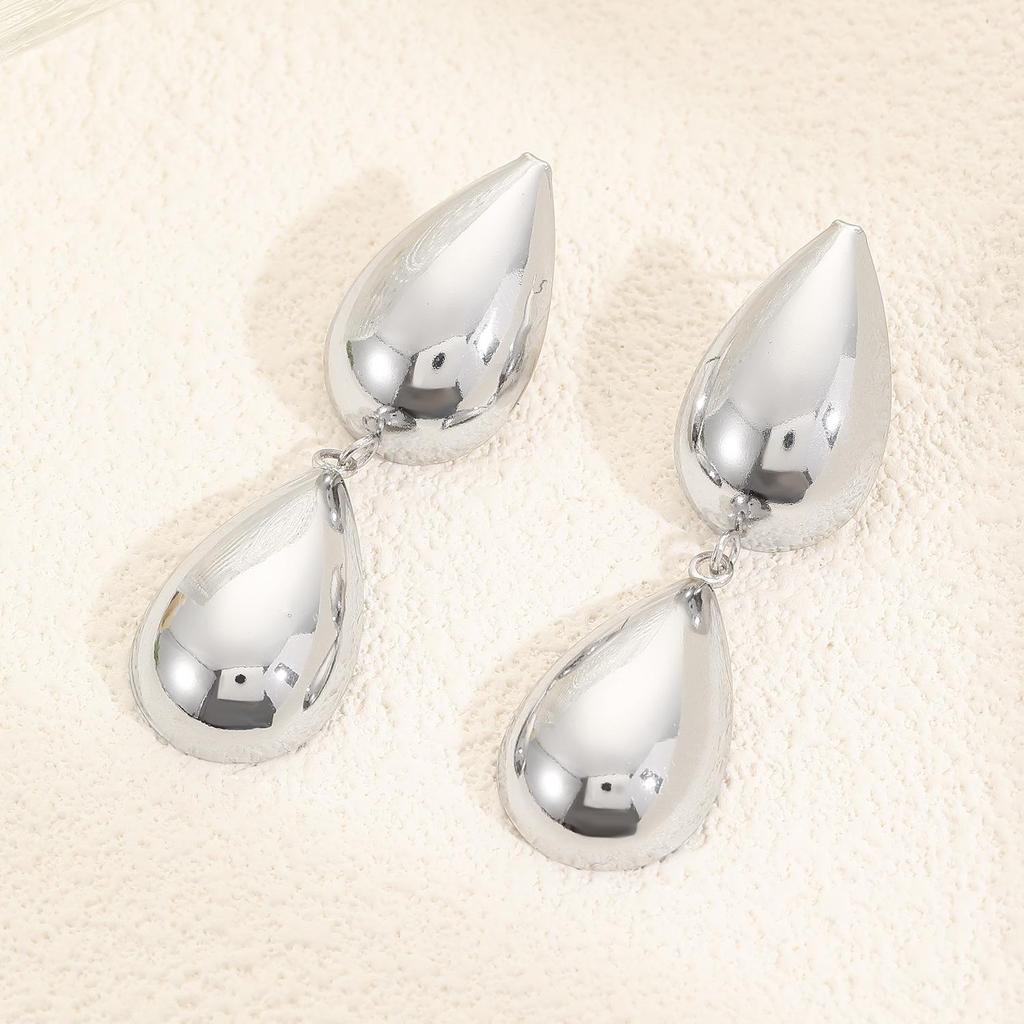 Серьги-капли Exaggerate Double Waterdrop Gold Color Metal Geometry для женщин Sweet Temperament Creative Jewelry Accessories