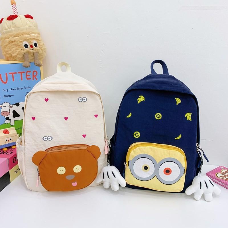 And Blue Delightful Beige Kids Backpack For Toddlers With Spacious Compartment And Trendy Design Elements