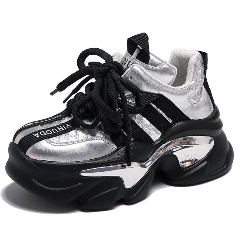 Fashion Mix Color Chunky Platform Sneakers Women Fashion Lace Up Thick Bottom Dad Shoes Woman 2024 Autumn Non-Slip Vulcanize Shoes Mujer