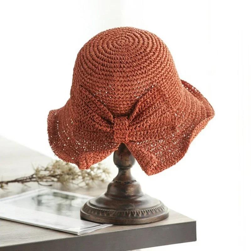 Весна Лето Защита от солнца Широкополая соломенная шляпа Шляпа рыбака Складная шляпа от солнца Для девочек Пляжная дорожная шляпа от солнца Портативная версия