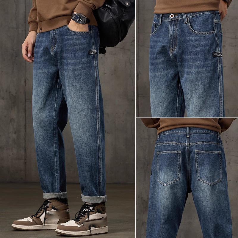 Весна и осень зима новые мужские плюшевые/обычные джинсы облегающие прямые эластичные деловые универсальные длинные брюки