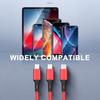 Fast Charging Cable 3-in-1 Nylon Braided Durable Tangle-Free Type-C/Micro USB/8-Pin Reliable Multi-device Data Cable