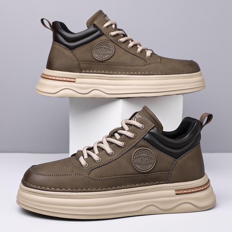 Высокие кроссовки осенние повседневные кеды ретро кожаная поверхность средняя высота спортивные на толстой подошве увеличивающие рост ботинки Мартин