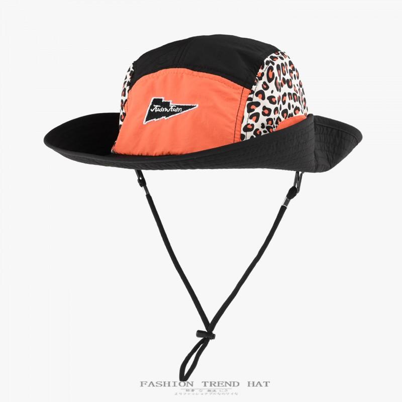 American Style Leopard Print Bucket Hat Men Women Sun Protection Outdoor Cap Large Brim Fisherman