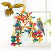 Colorful Bird Chew Toy Wooden Bird Hanging Swing Cage Durable Parrot Supplies