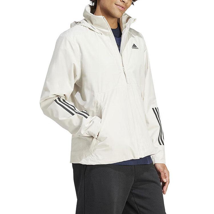 adidas Трехполосная спортивная тренировочная повседневная куртка с капюшоном, мужская верхняя одежда белого цвета IS1237