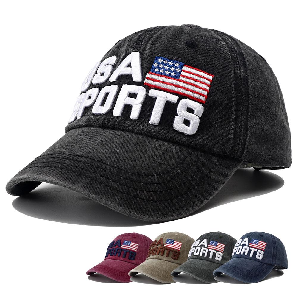 New Unisex Hip-hop American Flag Embroidery Baseball Hats for Women Men Fashion Adjustable Peaked Caps Outdoor Sunscreen Hat