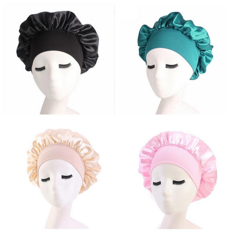 Атласный чепчик для сна женщин шелковые ночные чепчики для сна с резинкой для женщин