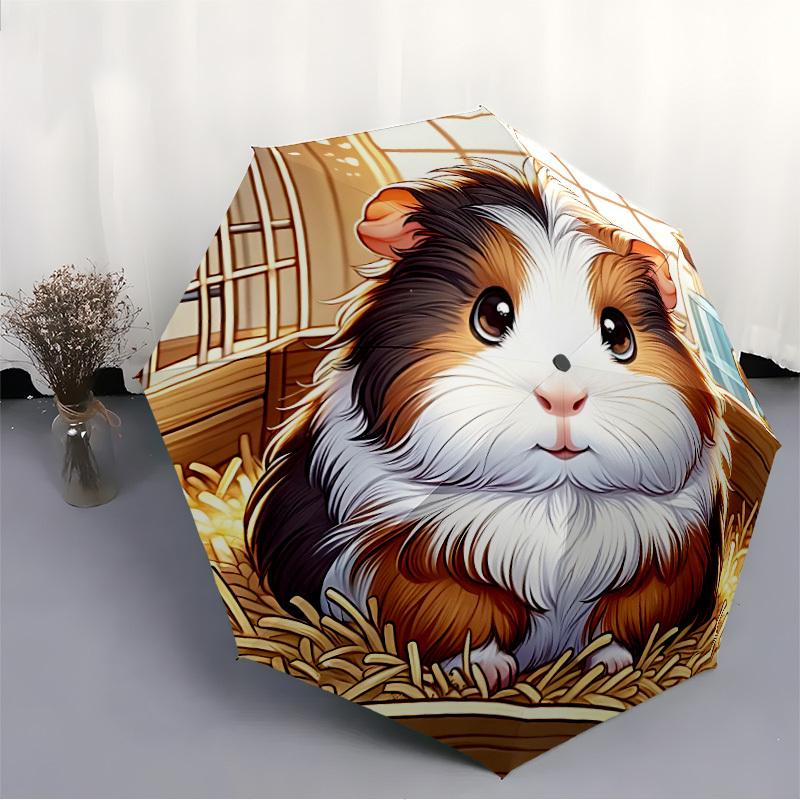 1pc Guinea PigAutomatic Open/close Folding Umbrella, Compact Portable Travel Umbrella, Perfect Birthday/Holiday, Cute Umbrella y052