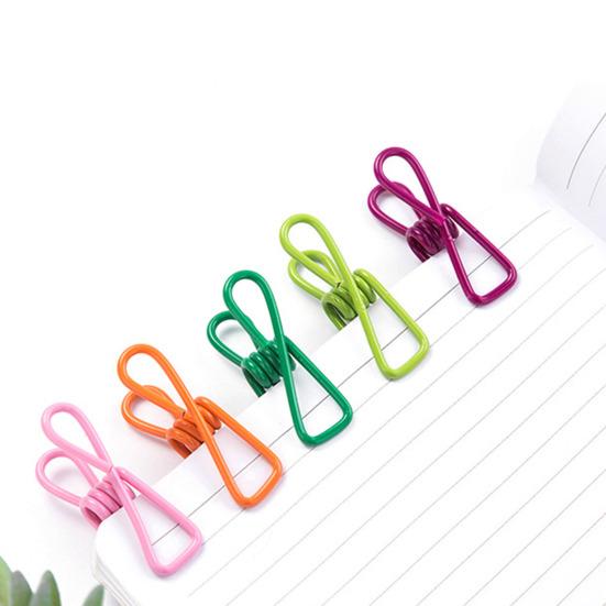 30Pcs Colorful Metal Clips Rust-Proof Corrosion Resistant Non-Slip Reusable Multi-Colored PVC Coated High Elastic Strength Photo Display Clips