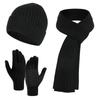 Thickened Beanies Scarf Gloves Set Fleece-lined Touchscreen Gloves 3 In 1 Set  for Women & Men