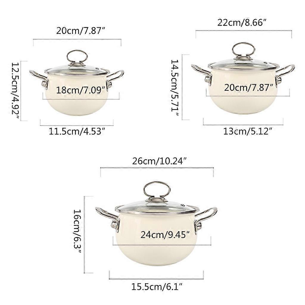 Enameled Iron Casserole-Dish Pot for w/ Premium 304 Stainless Steel Handle Lid Non-Stick Kitchen Cookware 2L/2.5L/4.7L S