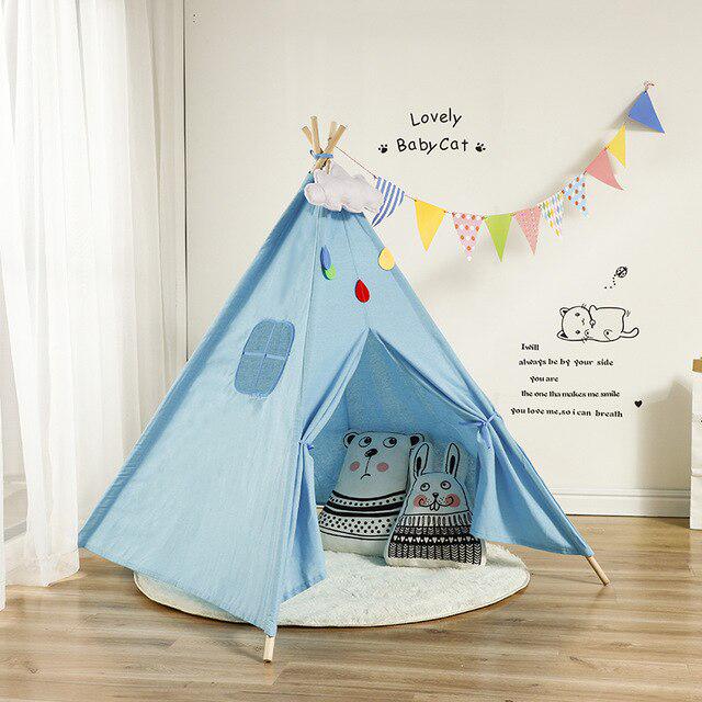 Portable Indian Children's Tent for Kids Cotton Carva Tipi Teepee Kids Tent Children's House Indoor Playhouse 1.1/1.35/1.6/1.8M