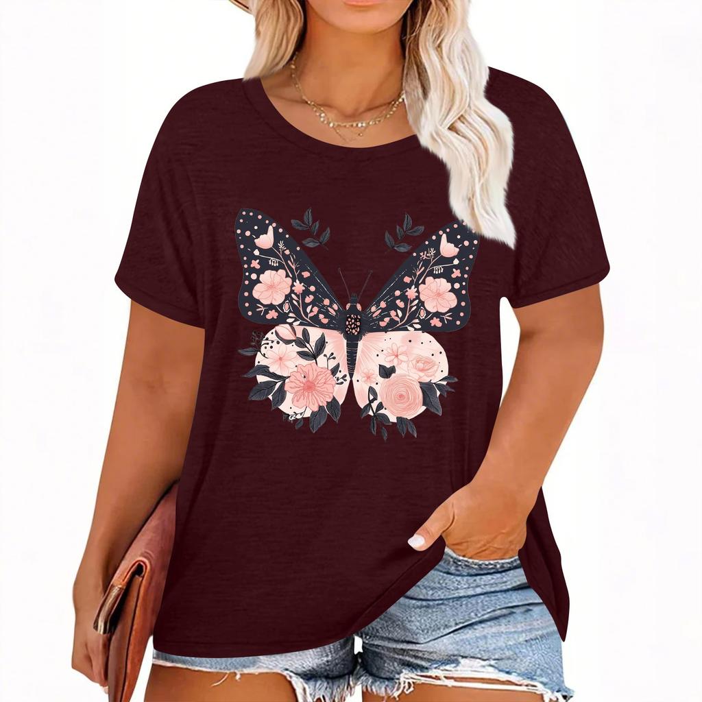 Женская футболка с коротким рукавом и гавайским цветочным принтом