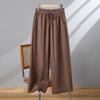 Summer Wide-leg Pants for Women's Zen Suits, High Waist Drooping, Nine-point Pants, Large Size Tai Chi Pants, Drawstring Straight Casual Pants