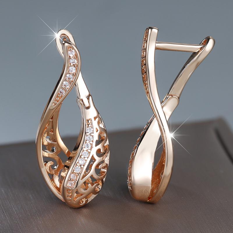 Богемный ретро золотые полые серьги-подвески для женщин и девочек с кристаллами циркония модные ювелирные изделия аксессуары