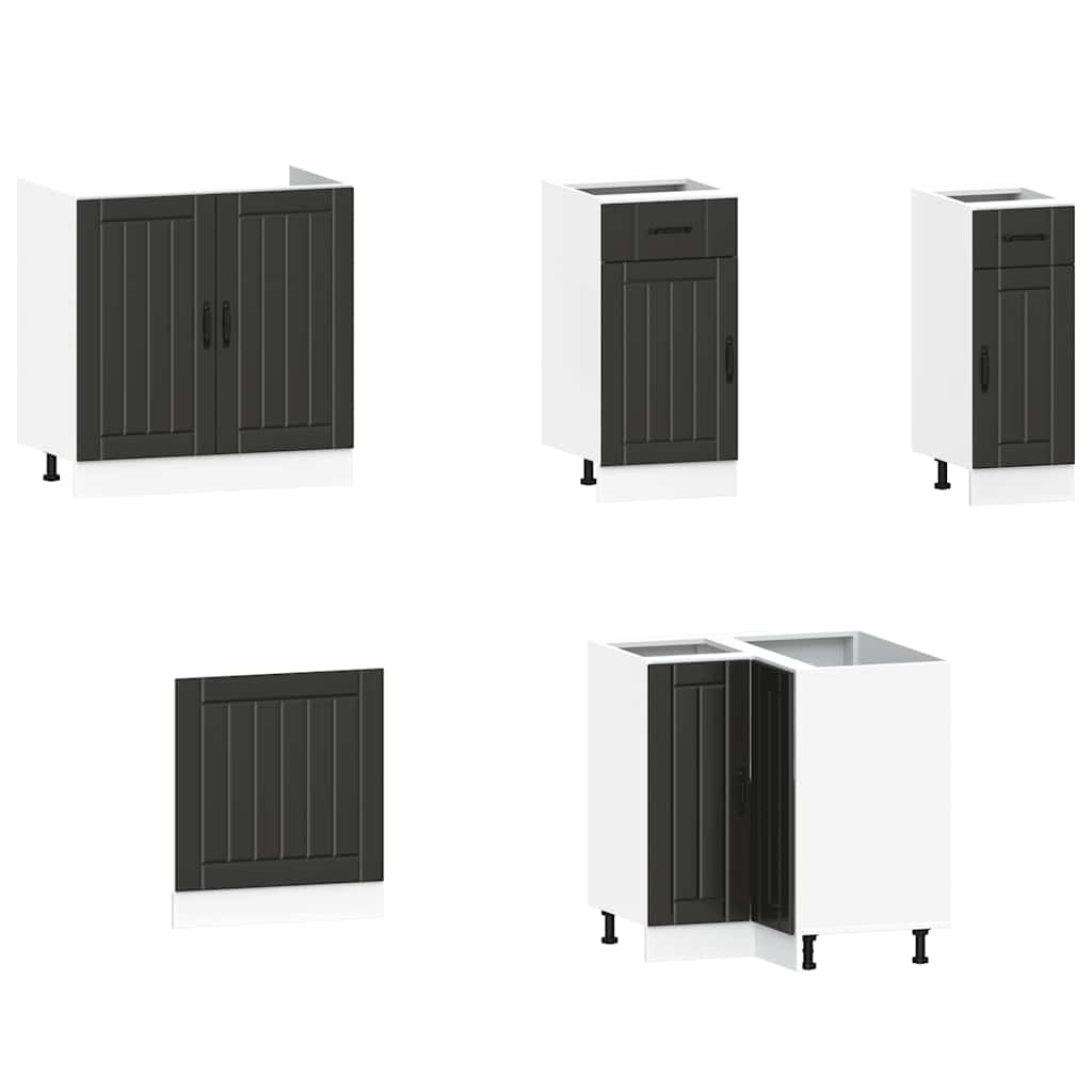 11 Piece Kitchen Cabinet Set Lucca Black Wood Based Material